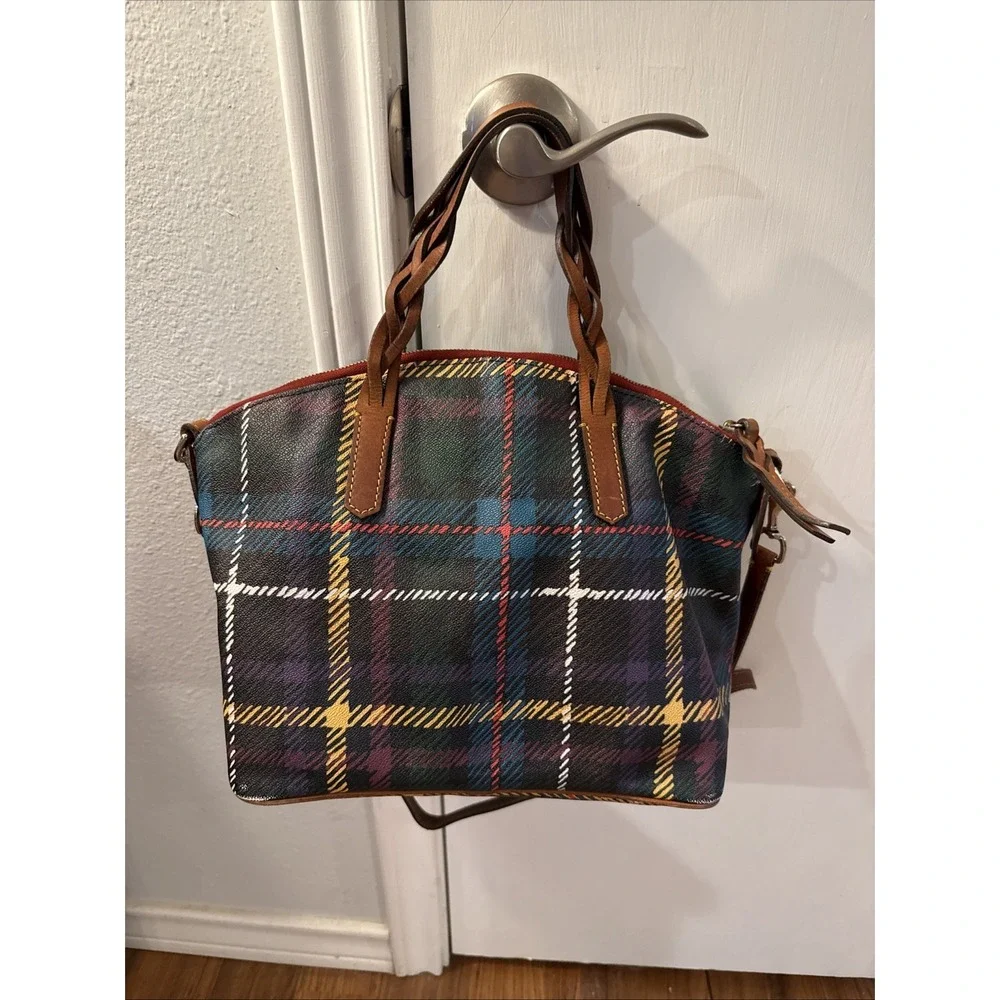 DOONEY & BOURKE Tartan Plaid Domed Zipped Double Strap Satchel Shoulder Purse